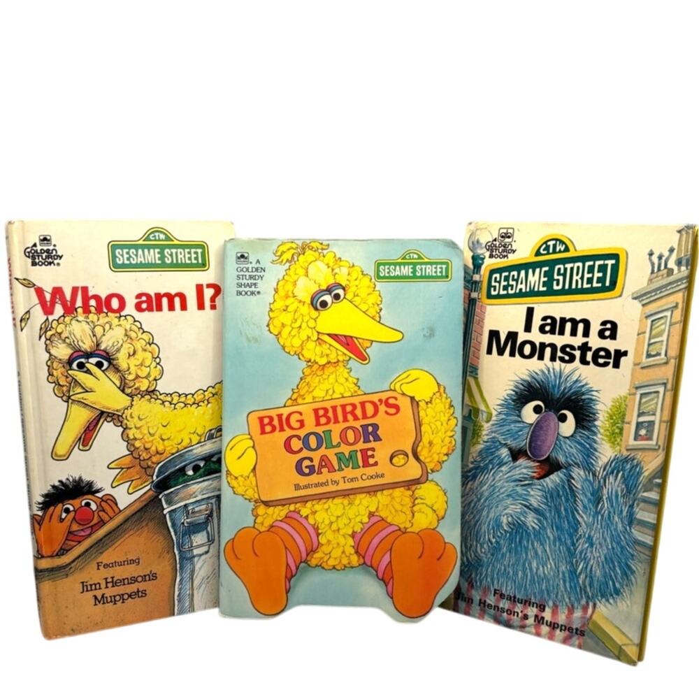 VTG 1970's-80's Lot of 3 Sesame Street Golden Sturdy Board Books, Big Bird Etc.